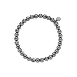 Namensarmband Classic große Kugeln Sterlingsilber schwarzplattiert